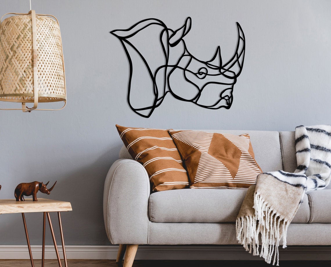 Rhinoceros Geometric Metal Wall Decor Wall Hanging Rhinoceros Etsy