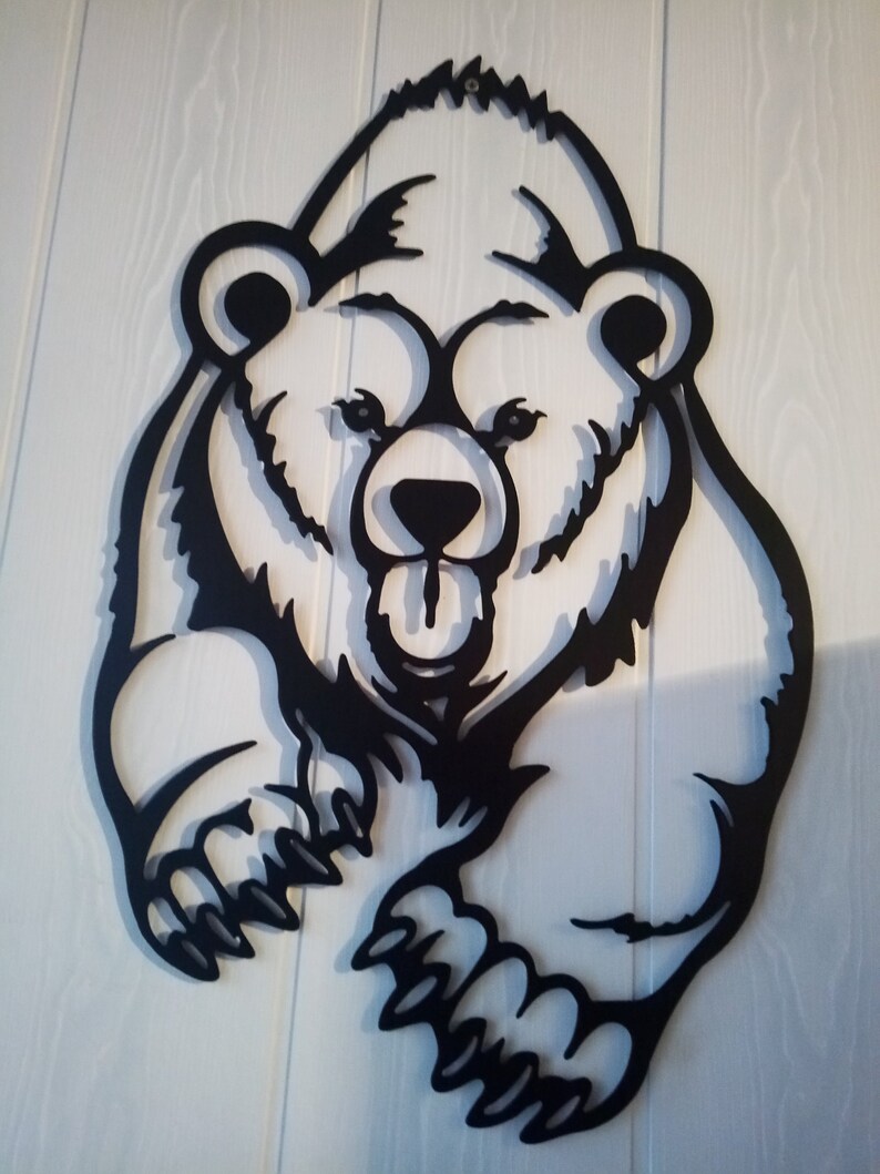 Grizzly Bear Metal Wall Decor Wall Hanging Bear Art Outside Etsy