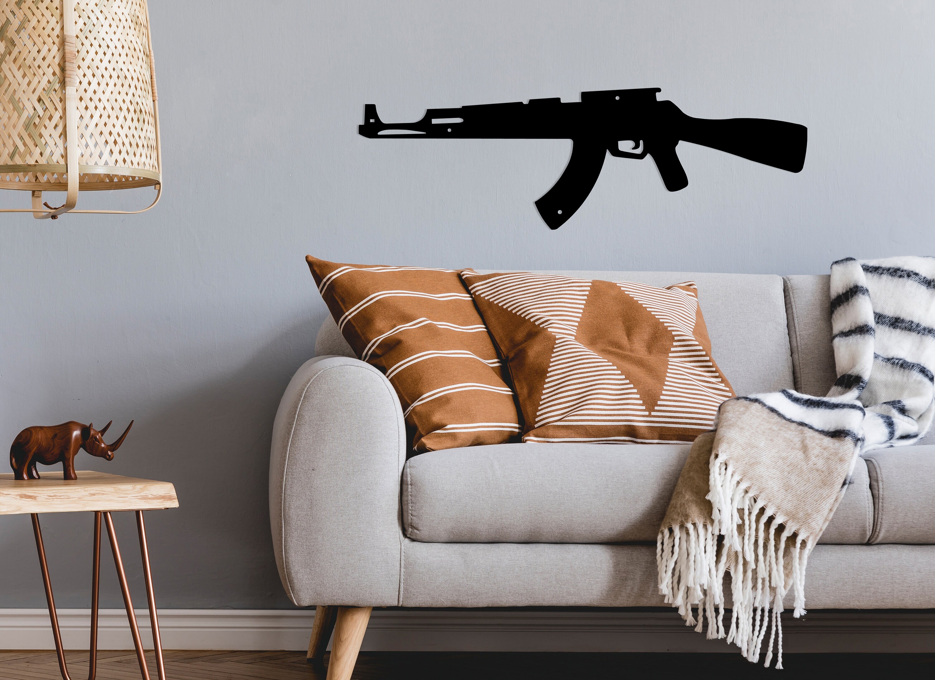 AK 47 Metal Gun Wall Decor Assault Rifle Wall Hanging Art Etsy