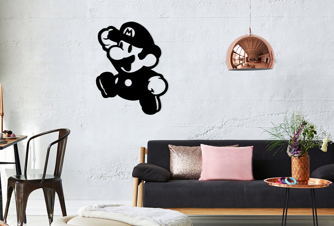 Super Mario Metal Wall Decor Steel Wall Hanging Art Living Etsy
