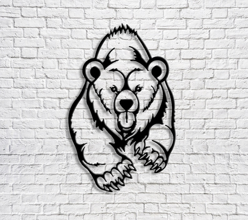 Grizzly Bear Metal Wall Decor Wall Hanging Bear Art Outside Etsy