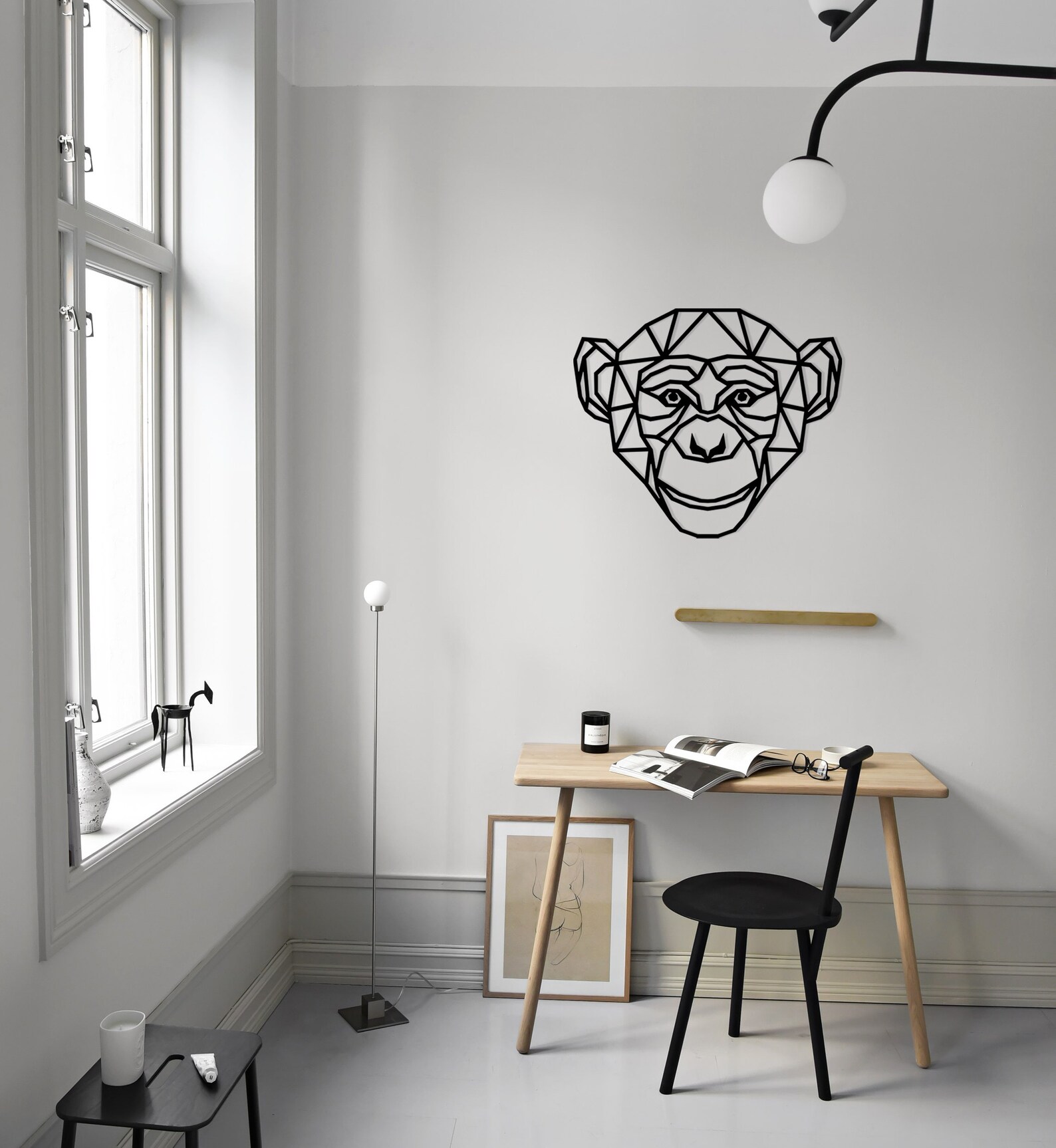 Geometric Monkey Head Metal Wall Decor Wall Hanging Geometric Etsy