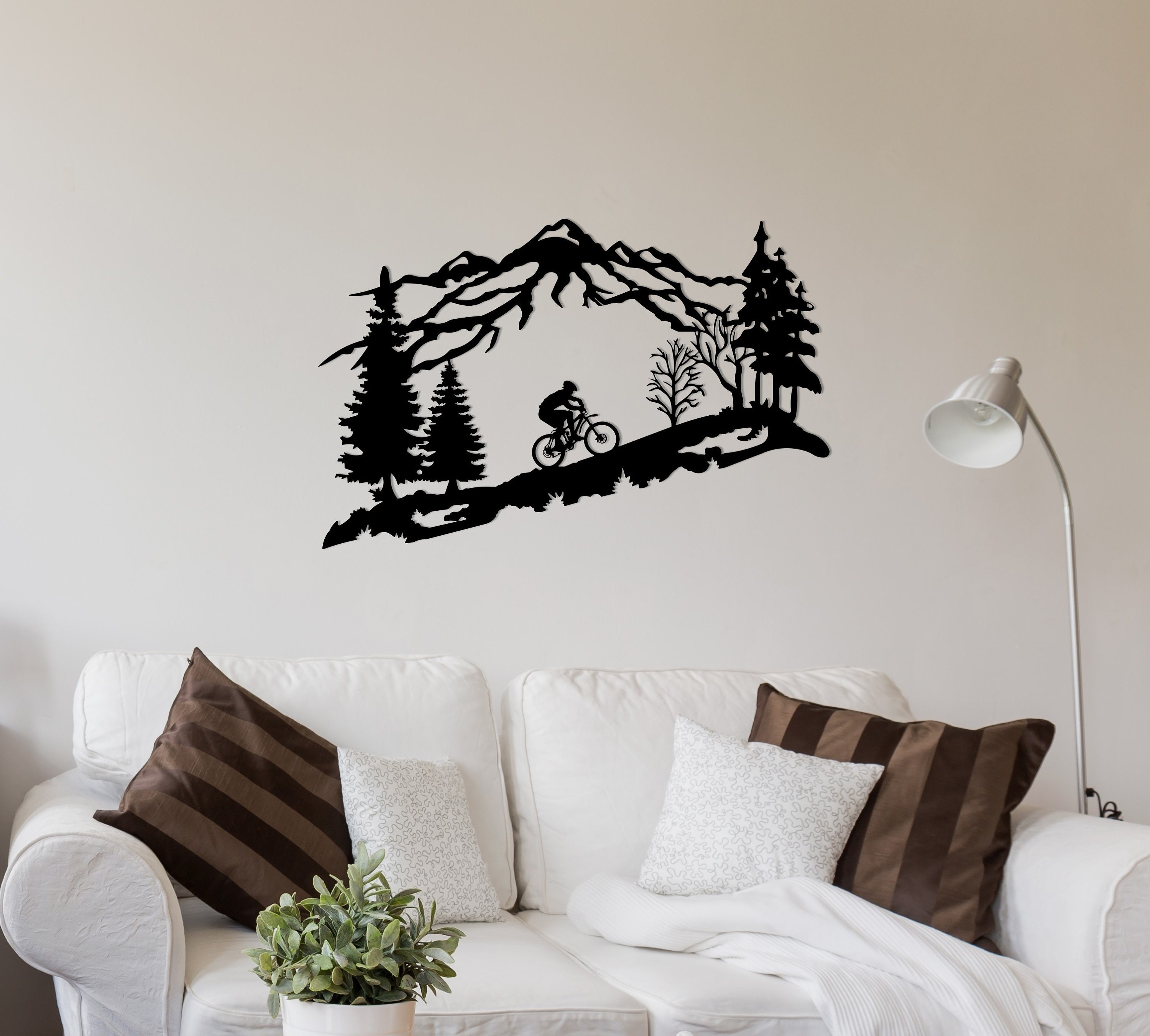 Metal Wall Art Mountains Metal Wall Decor Mountain Сycling Etsy
