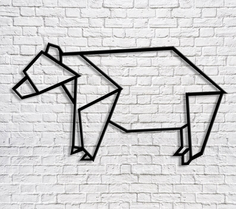 Geometric Bear Metal Wall Art Metal Wall Decor Steel Wall Etsy