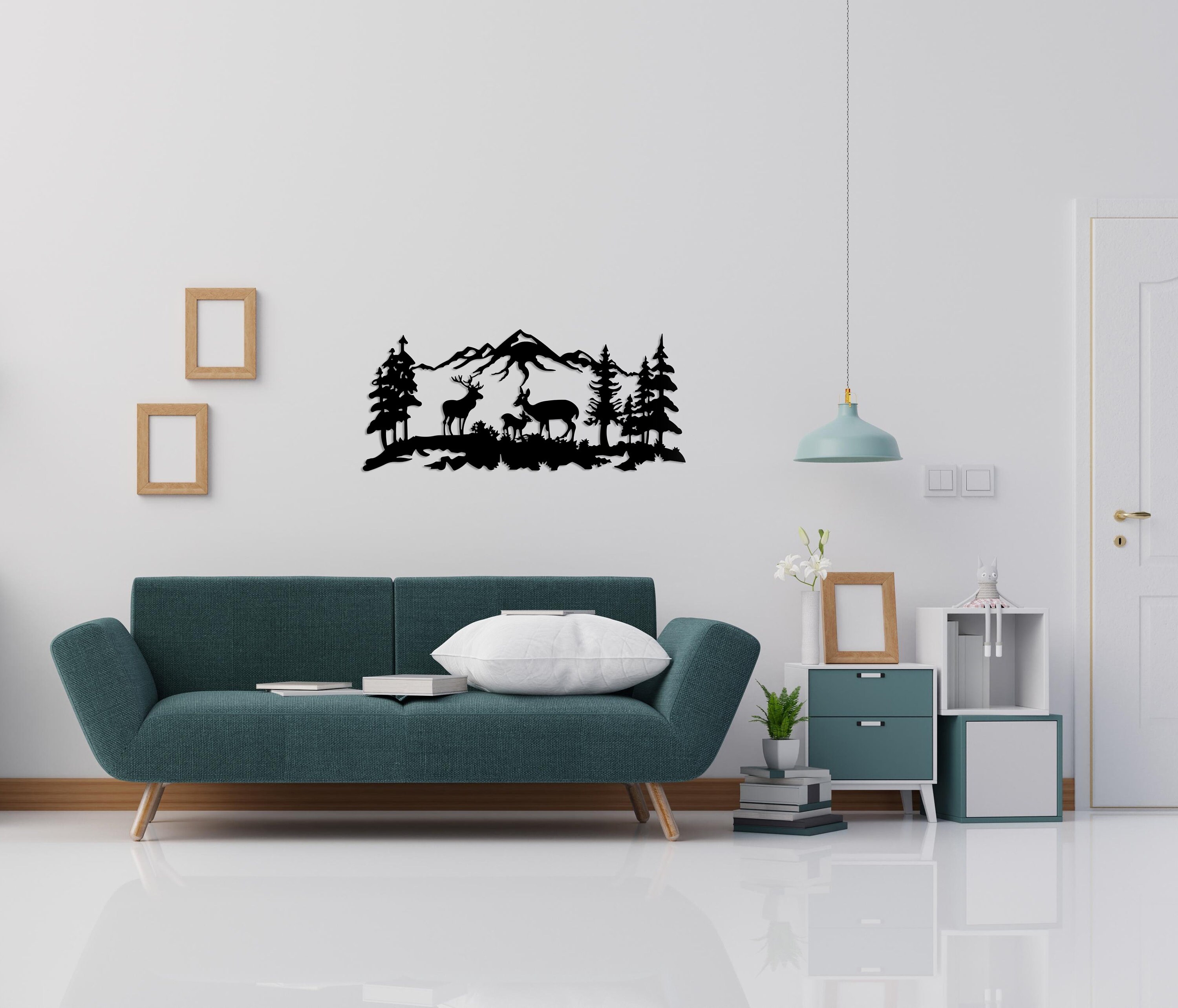 Metal Wall Art Mountains Metal Wall Decor Deer Housewarming | Etsy