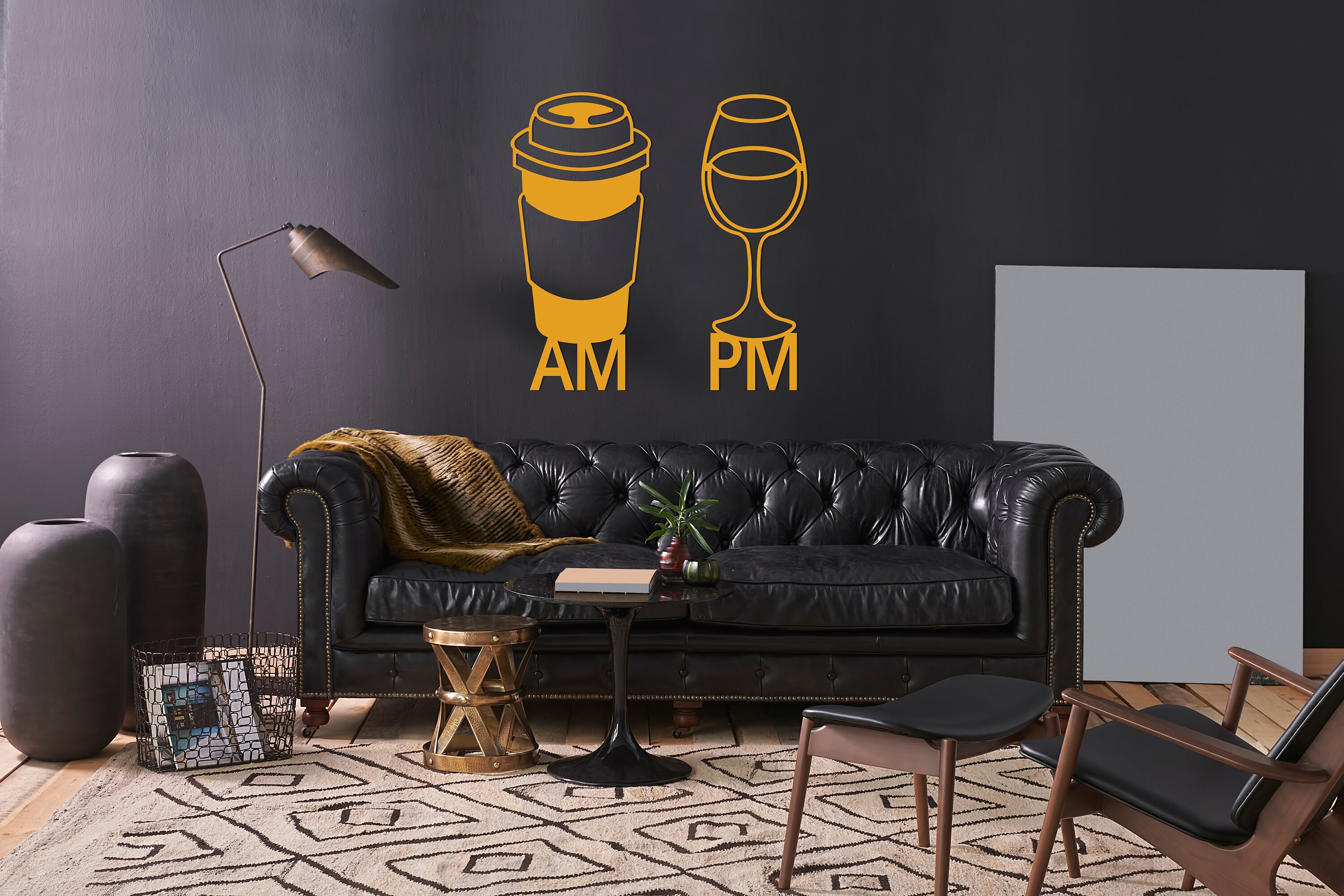 AM PM Metal Wall Art Coffee Wine Kitchen Wall Art Dinning Room Etsy