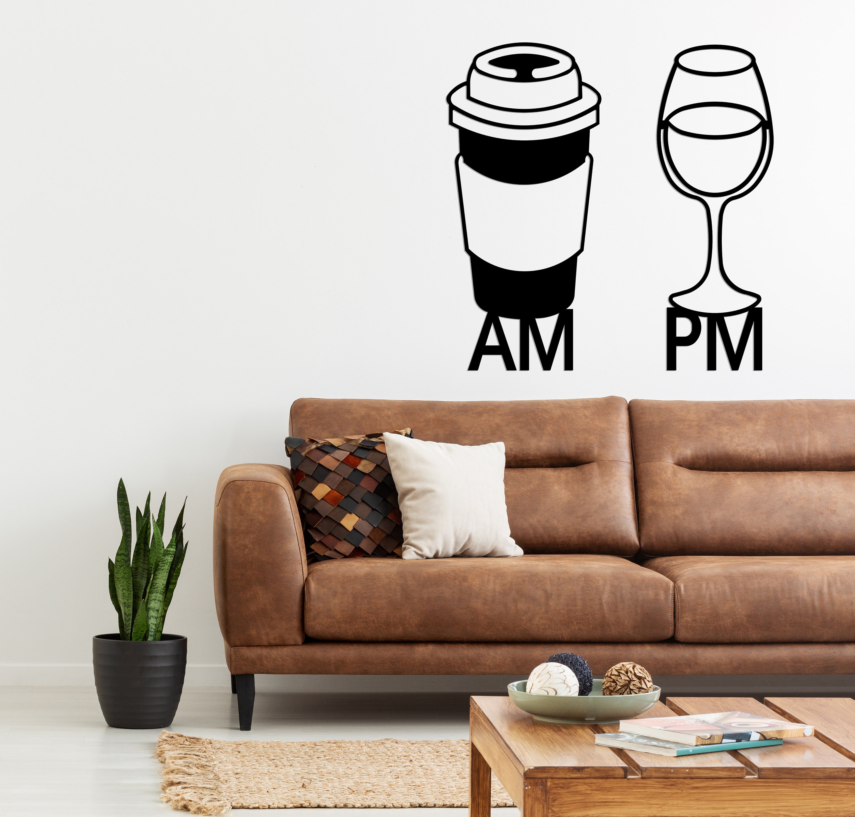 AM PM Metal Wall Art Coffee Wine Kitchen Wall Art Dinning Room Etsy