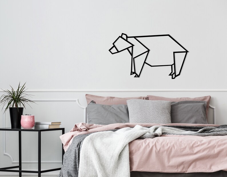 Geometric Bear Metal Wall Art Metal Wall Decor Steel Wall Etsy