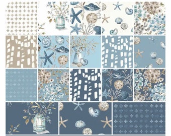 This could be your coastal custom rag quilting queen size or throw size in florals in soft blues, beige and white