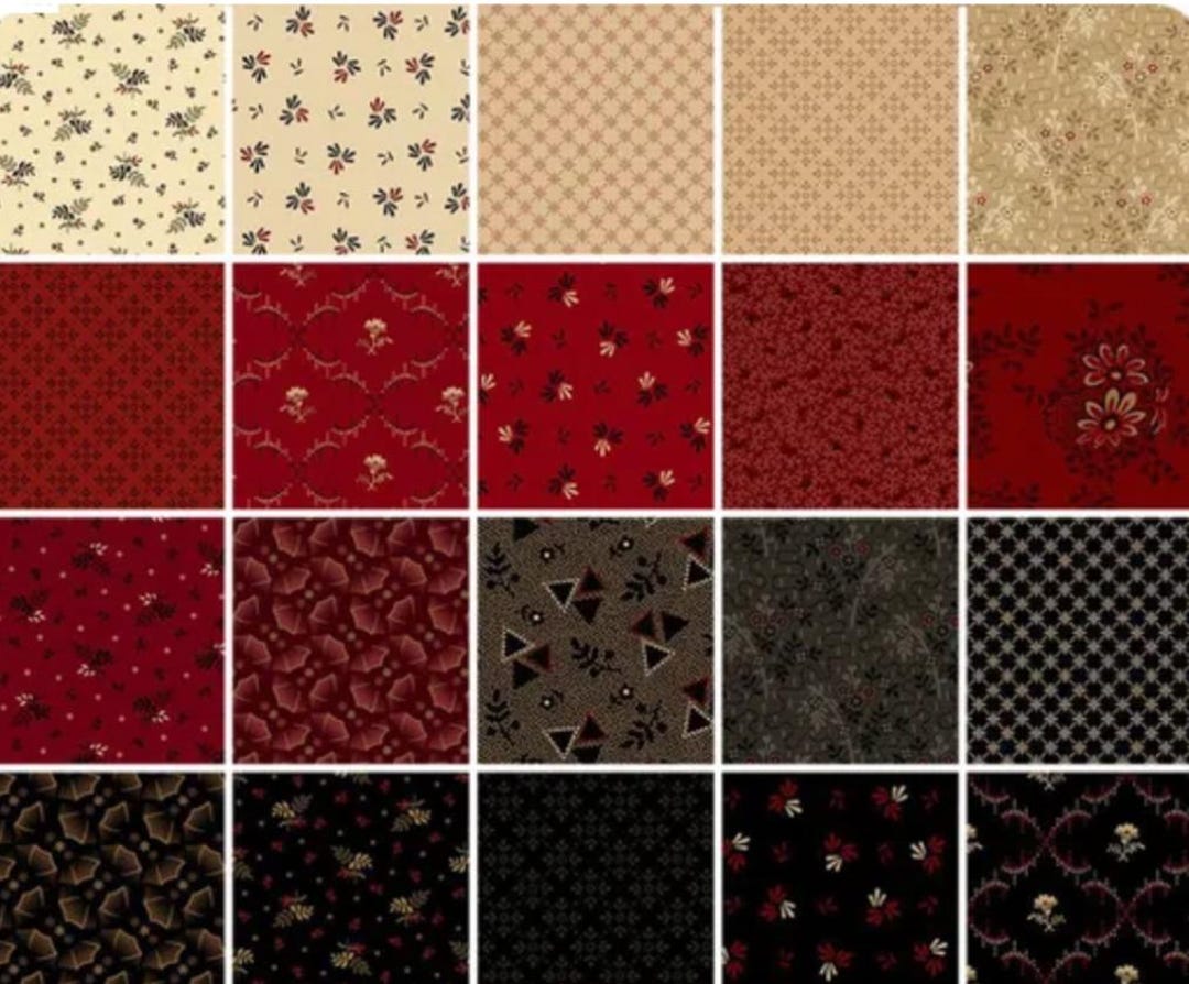 Custom Vintage Romantic Rag Quilt: Black Cream Red (throw, Queen, King ...