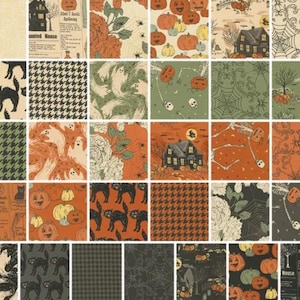Made to order custom Halloween rag quilt throw in orange black green cream ghosts pumpkins cats spiderwebs