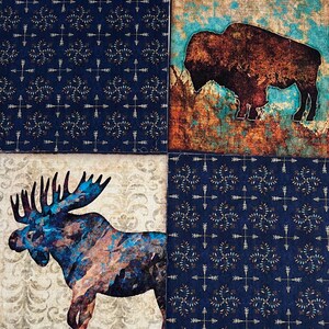 Made to order Wild West Throw Quilt: Buffalo, Moose, Elk, Deer