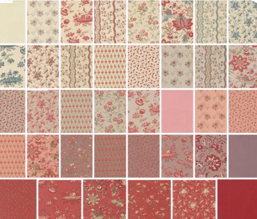 Custom Vintage Romantic Rag Quilt: Pink Green Peach Cream Red (throw ...