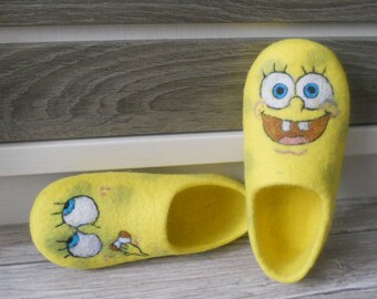 Felted Slippers "SpongeBob"