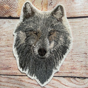 Wolf Animal Patch, Wildlife Badge, Large patch, Embroidered Patch Embellishment, clothes accessory, sew on patch, iron on patch