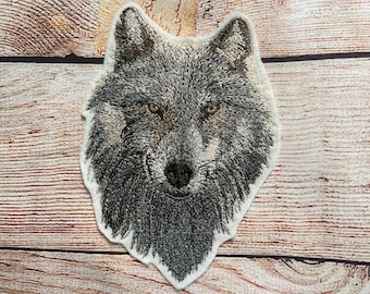 Toppa animale lupo, distintivo fauna selvatica, toppa grande, toppa ricamata, accessorio per abbigliamento, toppa da cucire, toppa da stirare
