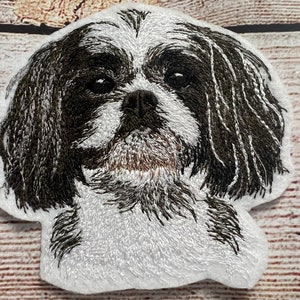 Shitzu Dog Patch, Pet Patch, Large patch, Embroidered Patch Embellishment, clothes accessory, sew on patch, iron on patch