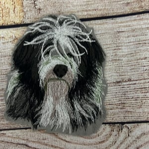 Old English Sheepdog patch, OES, Embroidered decoration, iron-on patch, sew on patch
