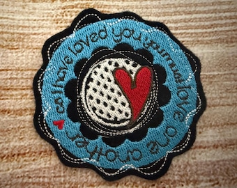 Valentinstag Geschenk Patch, Herz Patch, klein rund gestickte Dekoration, Patch für Kleidung, Bügelbild, Aufnäher zum aufnähen
