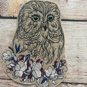 Owl Patch, Wildlife Patch, Forest Bird Large patch, Embroidered Patch Embellishment, clothes accessory, sew on patch, iron on patch