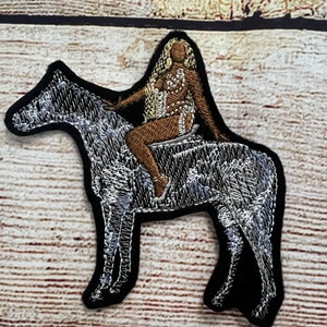 Bey on the transparent horse woman patch, Yonce album cover, Jacket and hat embellishment,Embroidered decoration, iron-on patch,sew on patch