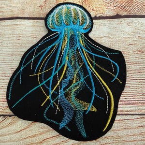 Quallen Aufnäher, Großer Flicken, Sammlerstück Gestickte Aufnäher Verschönerung, Kleidungszubehör, Aufnäher zum Aufbügeln