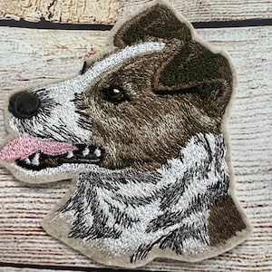 Jack Russell Terrier Dog Patch, Pet Patch, Large patch, Embroidered Patch Embellishment, clothes accessory, sew on patch, iron on patch