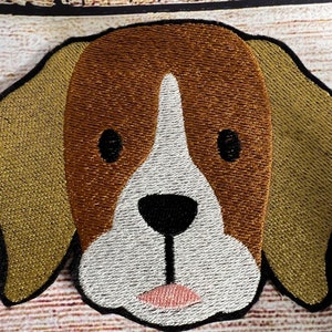 Beagle Dog Patch, Pet Patch, Large patch, Embroidered Patch Embellishment, clothes accessory, sew on patch, iron on patch