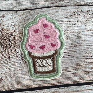 Ice Cream Cone Patch, embroidered decoration, iron-on patch, sew on patch