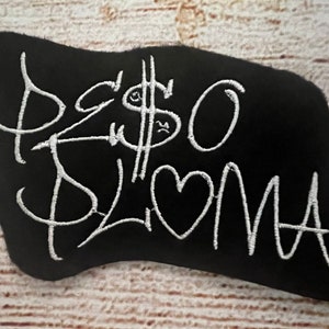 Peso Patch, Mexican Rapper, Pluma Musician and Singer, Embroidered decoration, iron-on patch, sew on patch