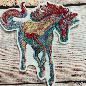 Horse Patch, Wild Horse Badge, Jacket and hat embellishment, Collectable Embroidered decoration, iron-on patch, sew on patch
