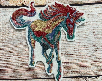 Horse Patch, Wild Horse Badge, Jacket and hat embellishment, Collectable Embroidered decoration, iron-on patch, sew on patch