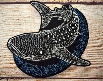 Whale Shark Patch, Sea Lover Embroidered decoration, iron-on badge, sew on patch, embellishment for clothes, bag embellishment