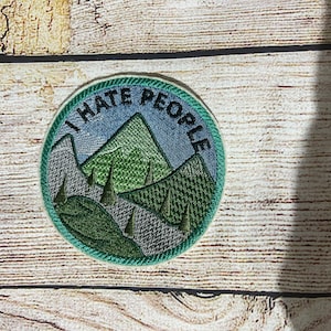 I Hate People Patch, Embroidered decoration, iron-on patch, sew on patch, patch up holes in garments, jeans patch, embellish