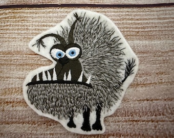 Silly Dog Patch, Cartoon Dog Badge, Mongrel Dog Small Patch, Embroidered decoration, iron-on patch, sew on patch, hole repair