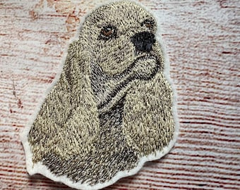 Cocker Spaniel Head Patch, Pet Badge, Dog Embroidered decoration, iron-on patch, sew on patch