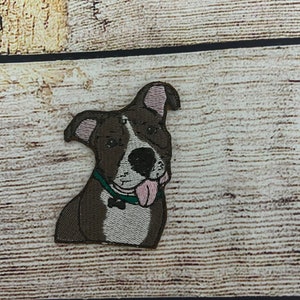 Pit Bull Dark Brown Patch, Embroidered decoration, iron-on patch, sew on patch