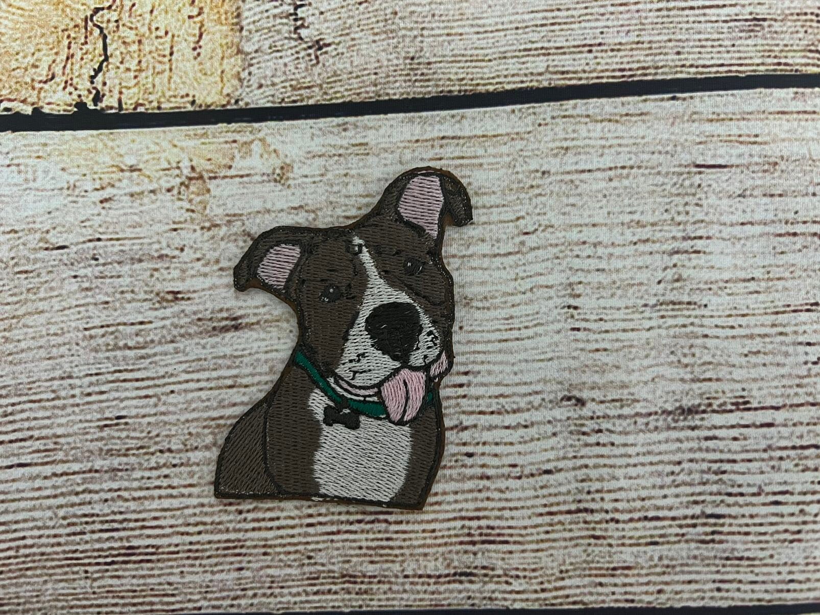 Pit Bull Dark Brown Patch, Embroidered decoration, iron-on patch, sew on patch