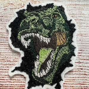 Dinosaur Patch, T Rex Patch, Jacket and hat embellishment, Collectable Embroidered decoration, iron-on patch, sew on patch
