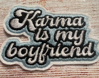 Taylor Karma is my Boyfriend Patch, Midnights Groovy Retro Jacke und Hut Verzierung, gestickte Dekoration, Bügelbild, Aufnäher zum Aufnähen
