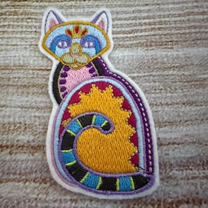Katzen Aufnäher, Kitty Cat Patch, Kaleidoskop Katze Patch, Bunte Patch, Gestickte Dekoration, Bügelbild, aufnähen, Loch reparieren