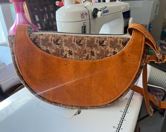 Cork Crossbody bag, Autumn Shoulder bag, Fall pocketbook, Leaf handbag, orange handbag