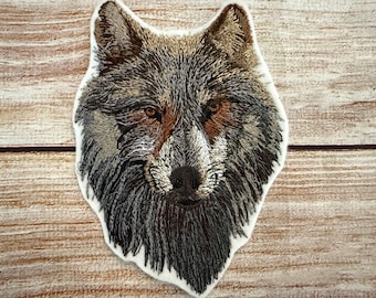 Wolf Patch, Wildlife Patch, Large patch, Embroidered Patch Embellishment, clothes accessory, sew on patch, iron on patch