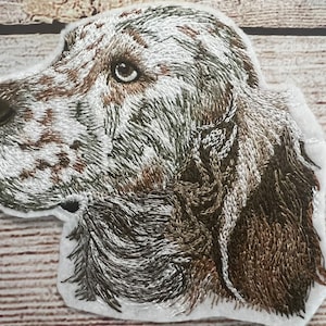 English Setter Dog Patch, Pet Patch, Large patch, Embroidered Patch Embellishment, clothes accessory, sew on patch, iron on patch