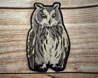 Toppa gufo, toppa fauna selvatica, 5" x 3,25", toppa uccello della foresta, toppa ricamata, accessorio per abbigliamento, toppa da cucire, toppa da stirare