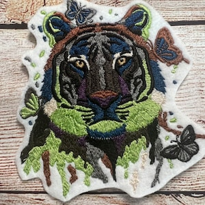 Remendo de tigre, enfeite de remendo bordado colorido, acessório de roupas, costurar em remendo, passar a ferro em remendo