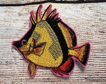 Fish Patch, Geborduurde decoratie, iron-on patch, naaien op patch, verfraaiing voor kleding, tas verfraaiing