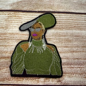 Bey in an Olive Dress patch, Yonce album cover, Jacket and hat embellishment,Embroidered decoration, iron-on patch,sew on patch