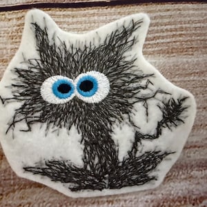 Mongrel Cat Patch, Cartoon Cat Badge, Silly Cat Patch, Embroidered decoration, iron-on patch, sew on patch