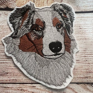 Australian Shepherd Patch, Dog Patch, Pet Patch, Large Patch, Embroidered decoration, patch for clothes, iron-on patch, sew on patch